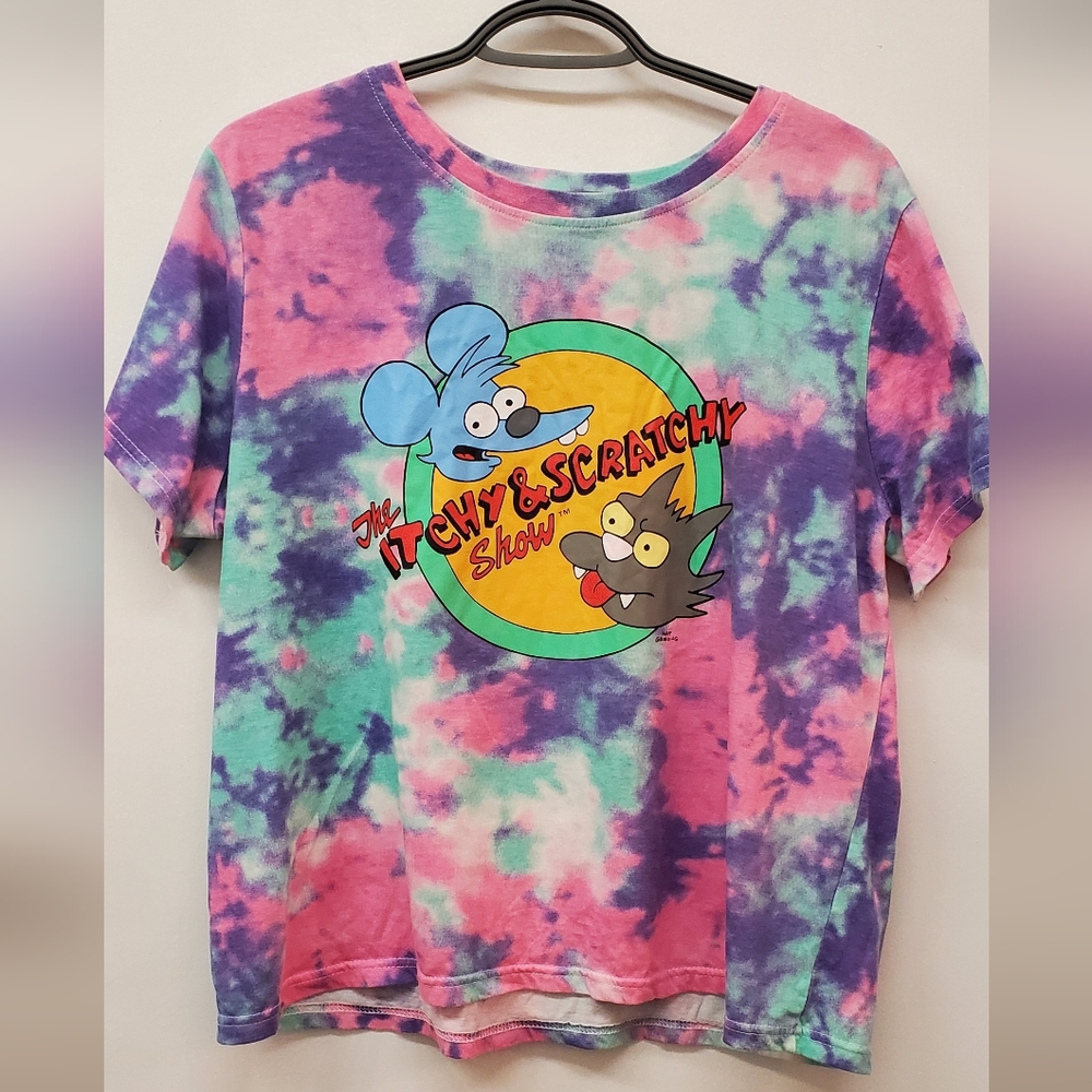 🪻3/$25 Tie Dye Graphic Short Sleeve Tee The Itchy & Scratchy Show The Simpsons
